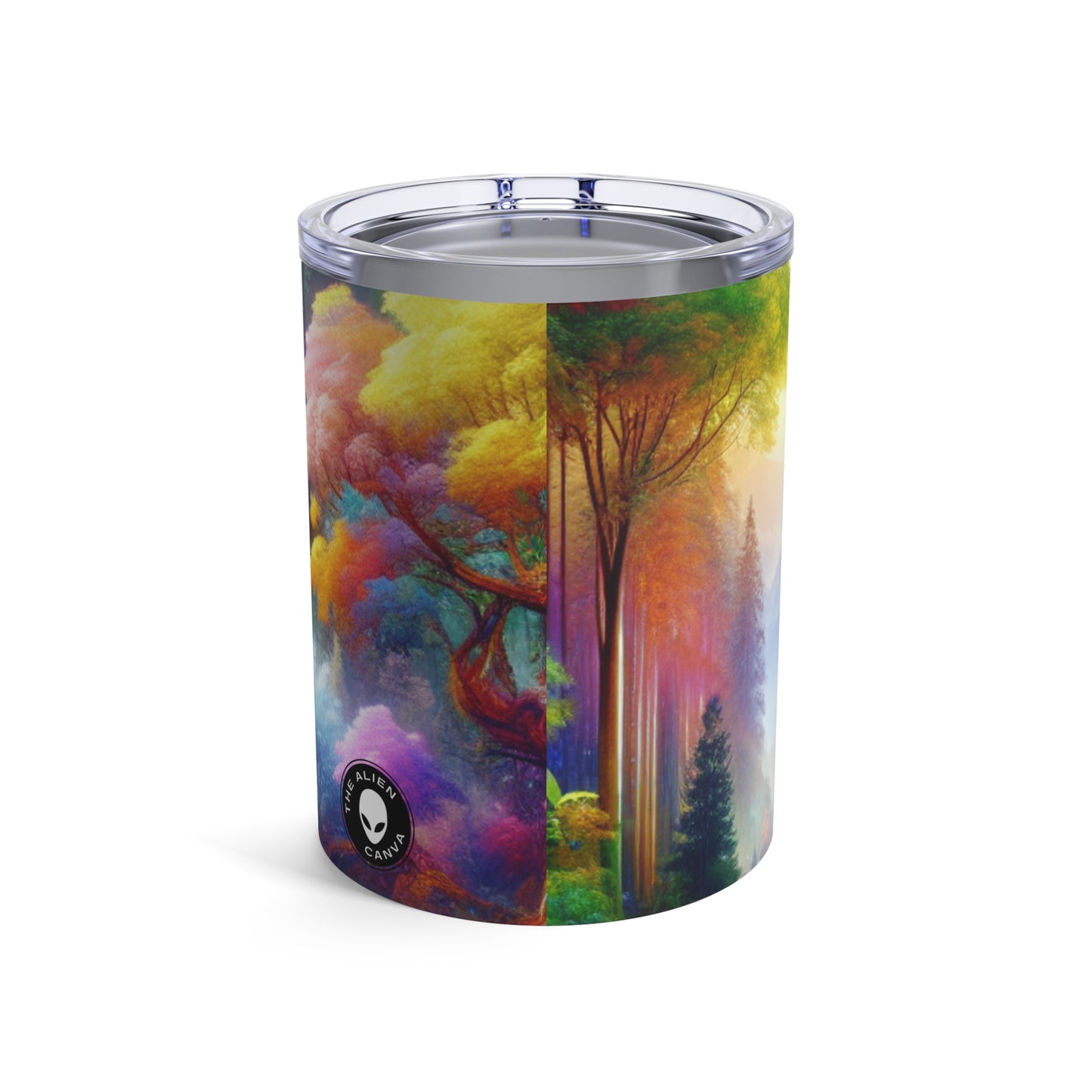 « Enchantement lumineux : le château dans la forêt colorée » - Le verre Alien 10oz