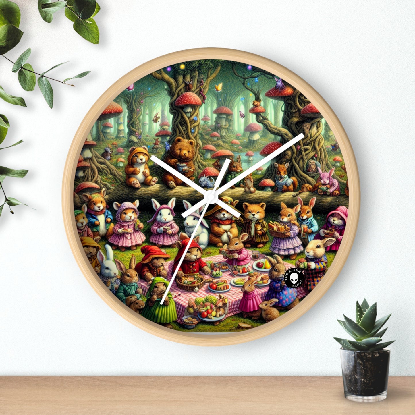 "Fantastical Forest Picnic: Animal Fashion Show" - The Alien Wall Clock