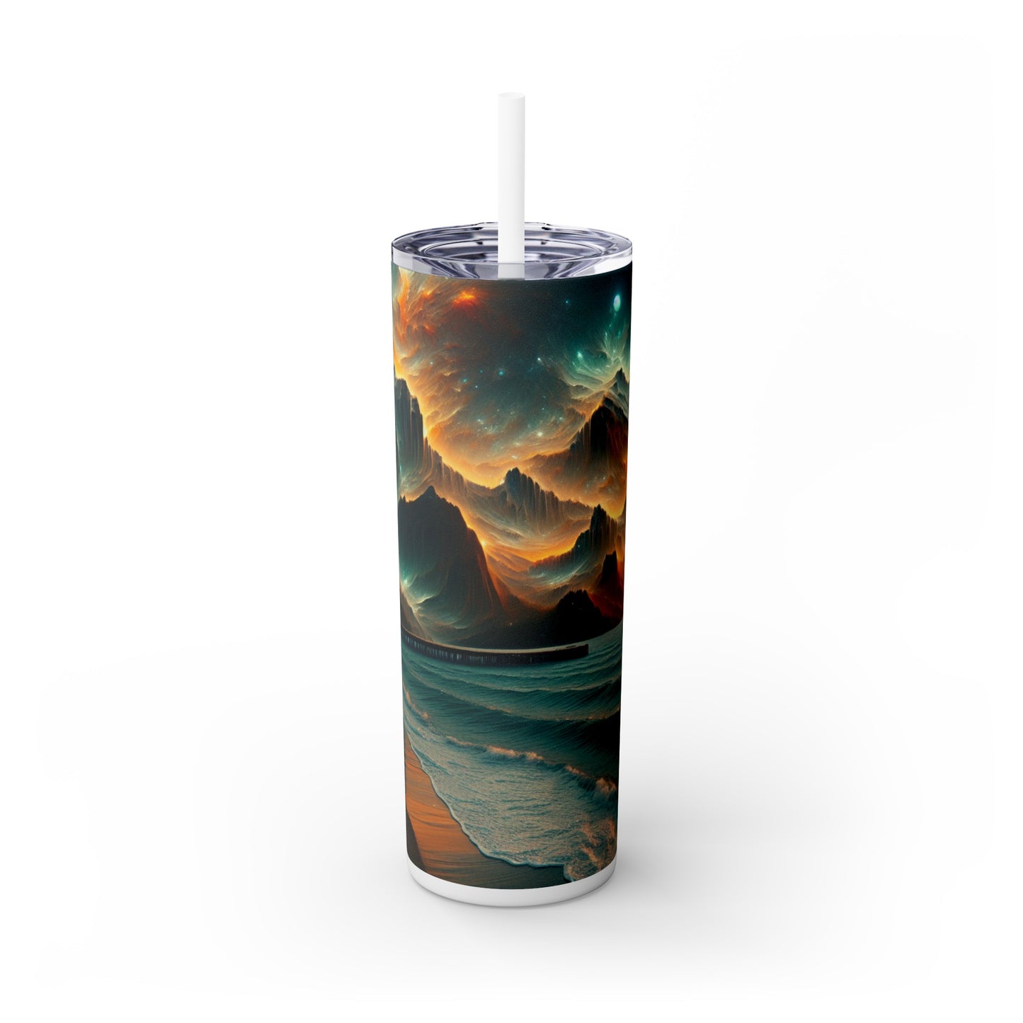 "Réalisme en rouge : capturer la beauté d'une pomme succulente" - The Alien Maars® Skinny Tumbler with Straw 20oz Photoréalisme