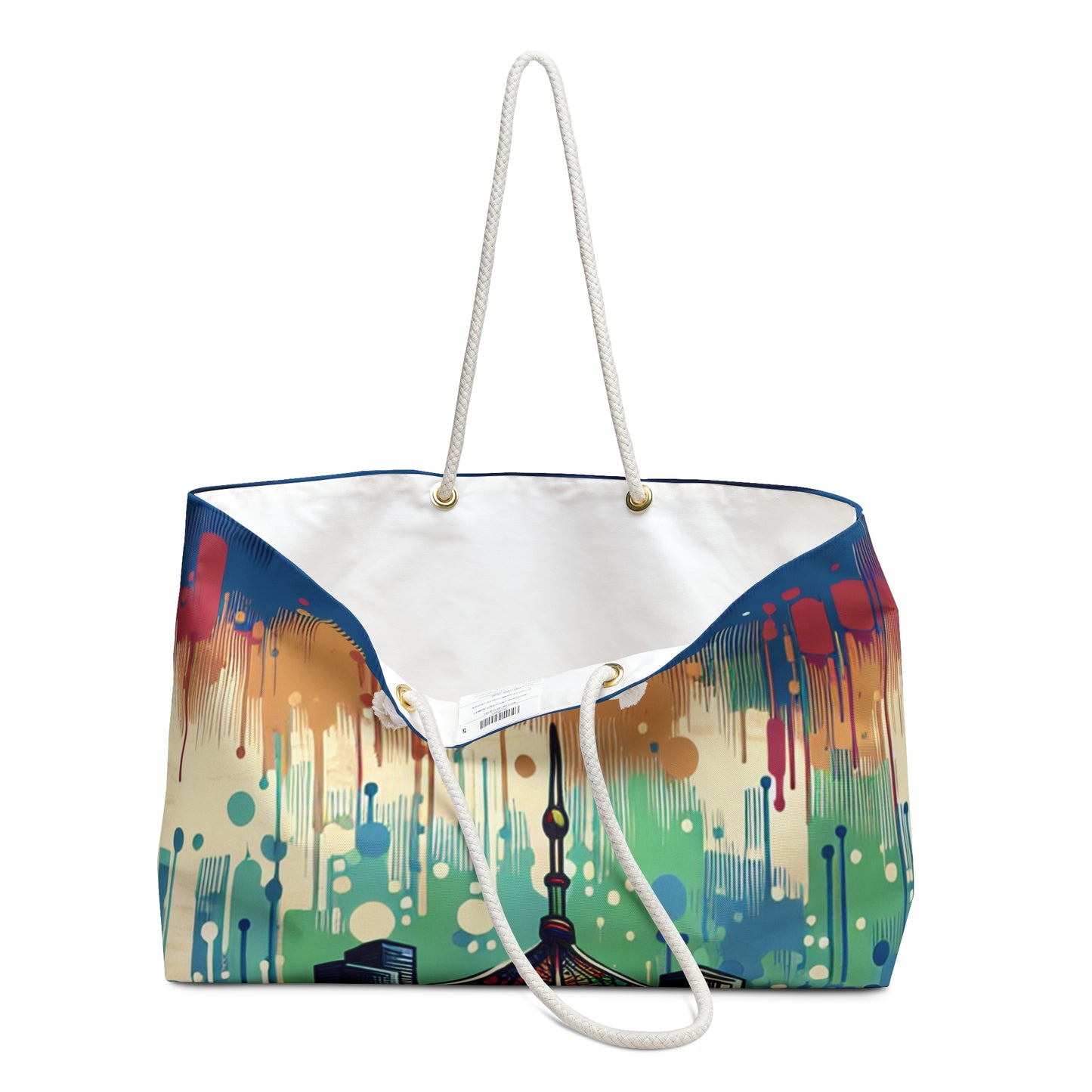 "Bright City: A Pop of Color on the Skyline" - The Alien Weekender Bag Street Art / Graffiti Style