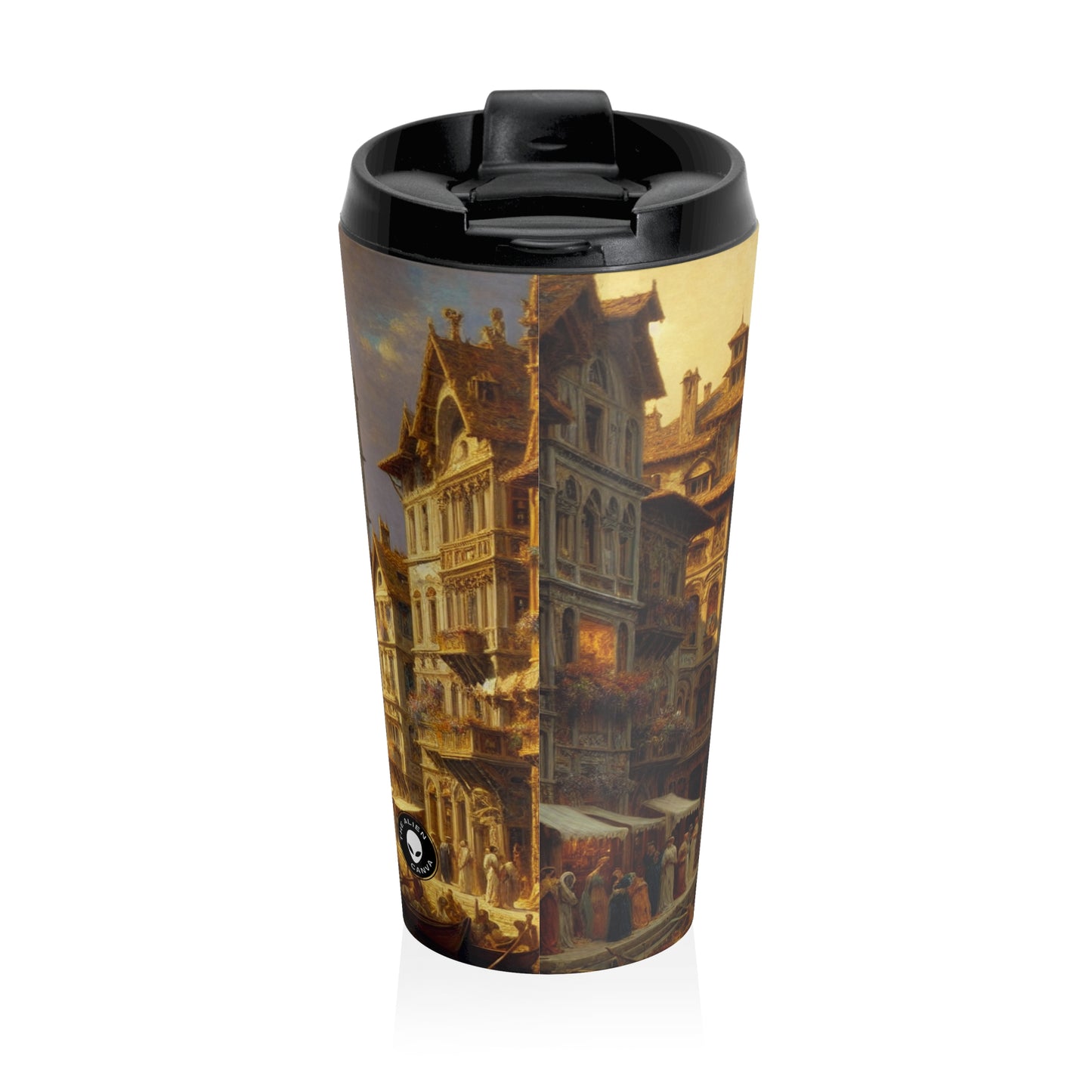 "Riviera Rhapsody: An Abstract Ode to the French Mediterranean" - The Alien Stainless Steel Travel Mug New European Painting