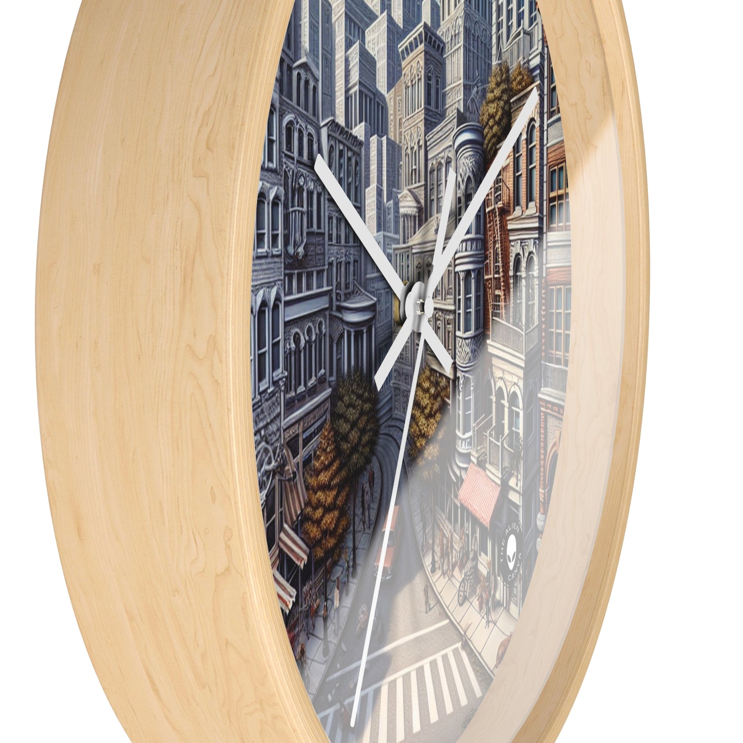 "Pasaje encantado: trascendiendo la realidad" - Trompe-l'oeil del reloj de pared alienígena