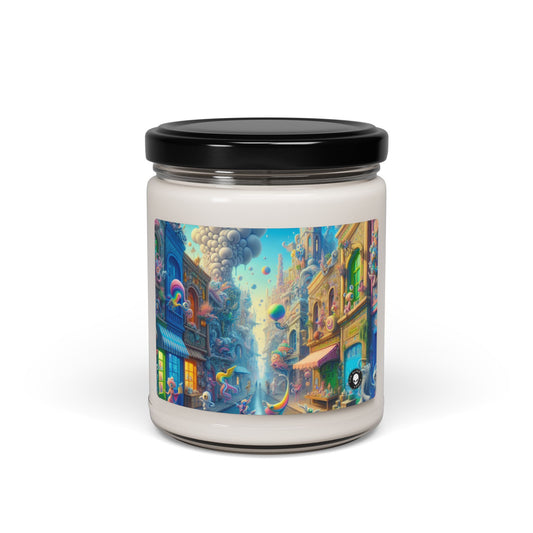 "Whimsical Wonders: A Vibrant Street Scene" - The Alien Scented Soy Candle 9oz