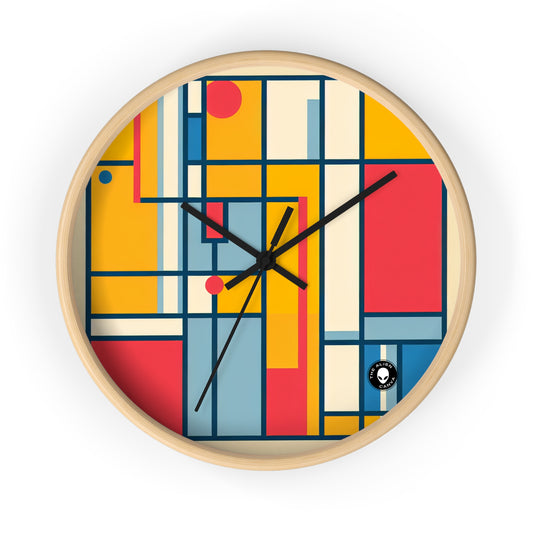 "De Stijl Grid: A Minimalist Color Composition" - The Alien Wall Clock De Stijl