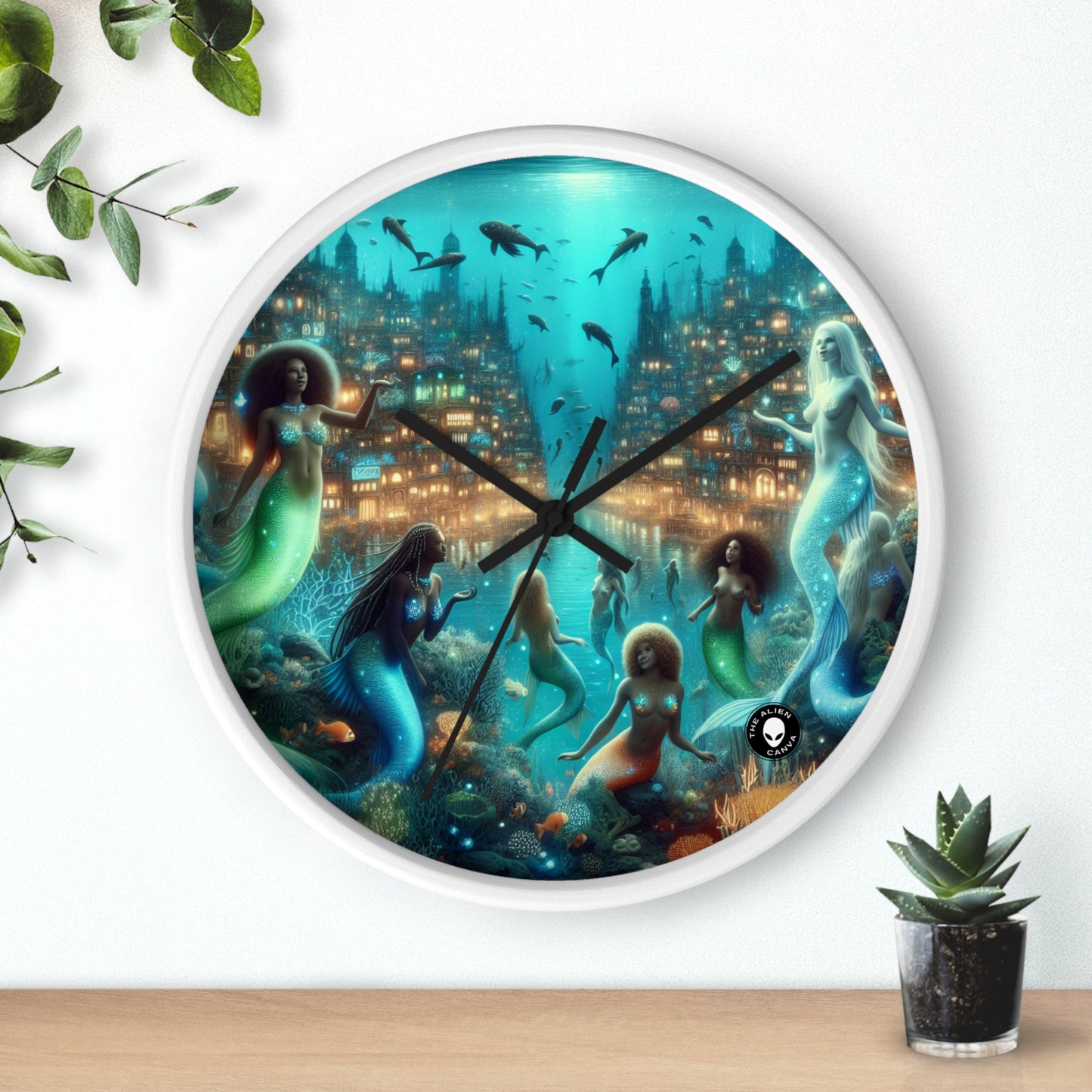 "Profundidades relucientes: la ciudad submarina encantada" - El reloj de pared alienígena