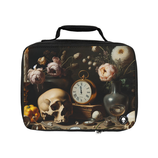 "Decadencia digital: una Vanitas contemporánea que examina el consumismo en el siglo XXI" - The Alien Lunch Bag Vanitas Painting