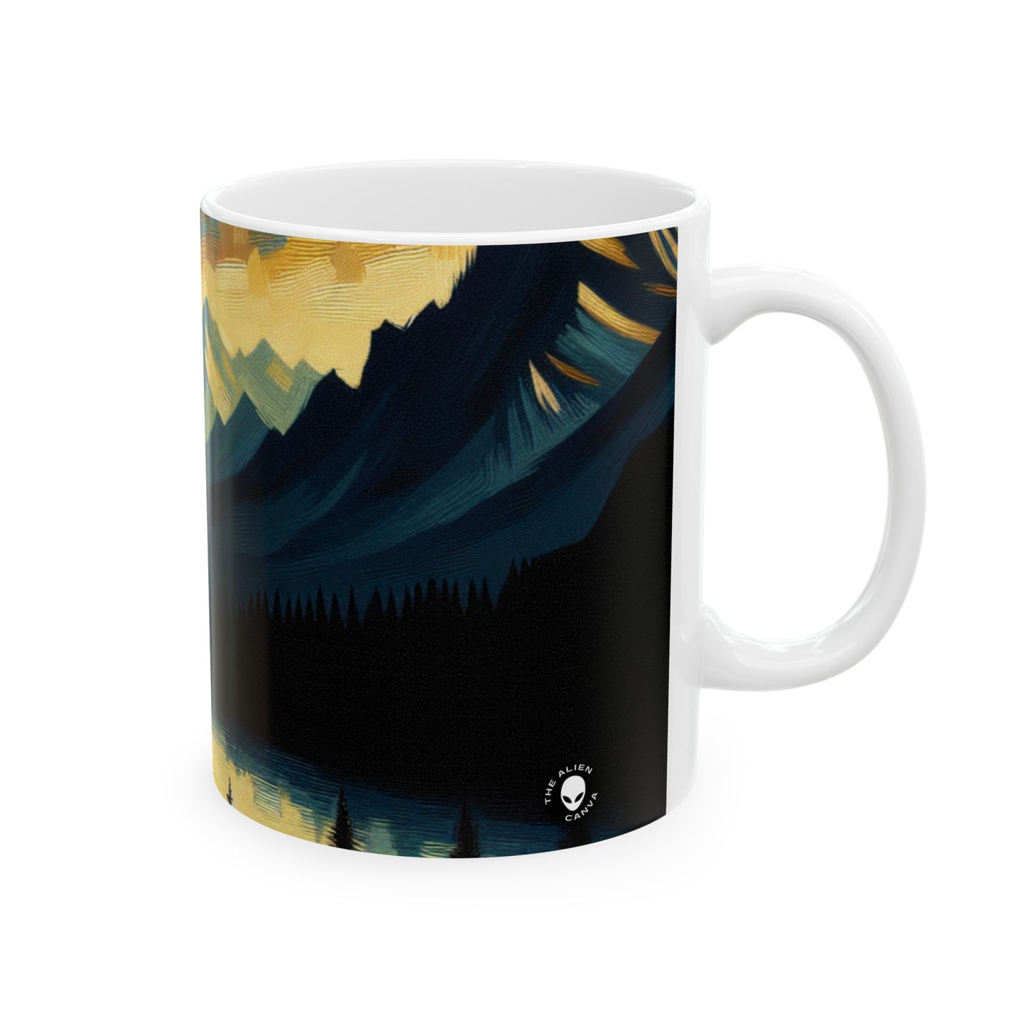 "Centinela Silenciosa de los Bosques Sombríos" - Taza de Cerámica El Alien 11oz Tenebrismo