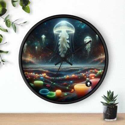 Paisaje onírico de medusas: el reloj de pared extraterrestre