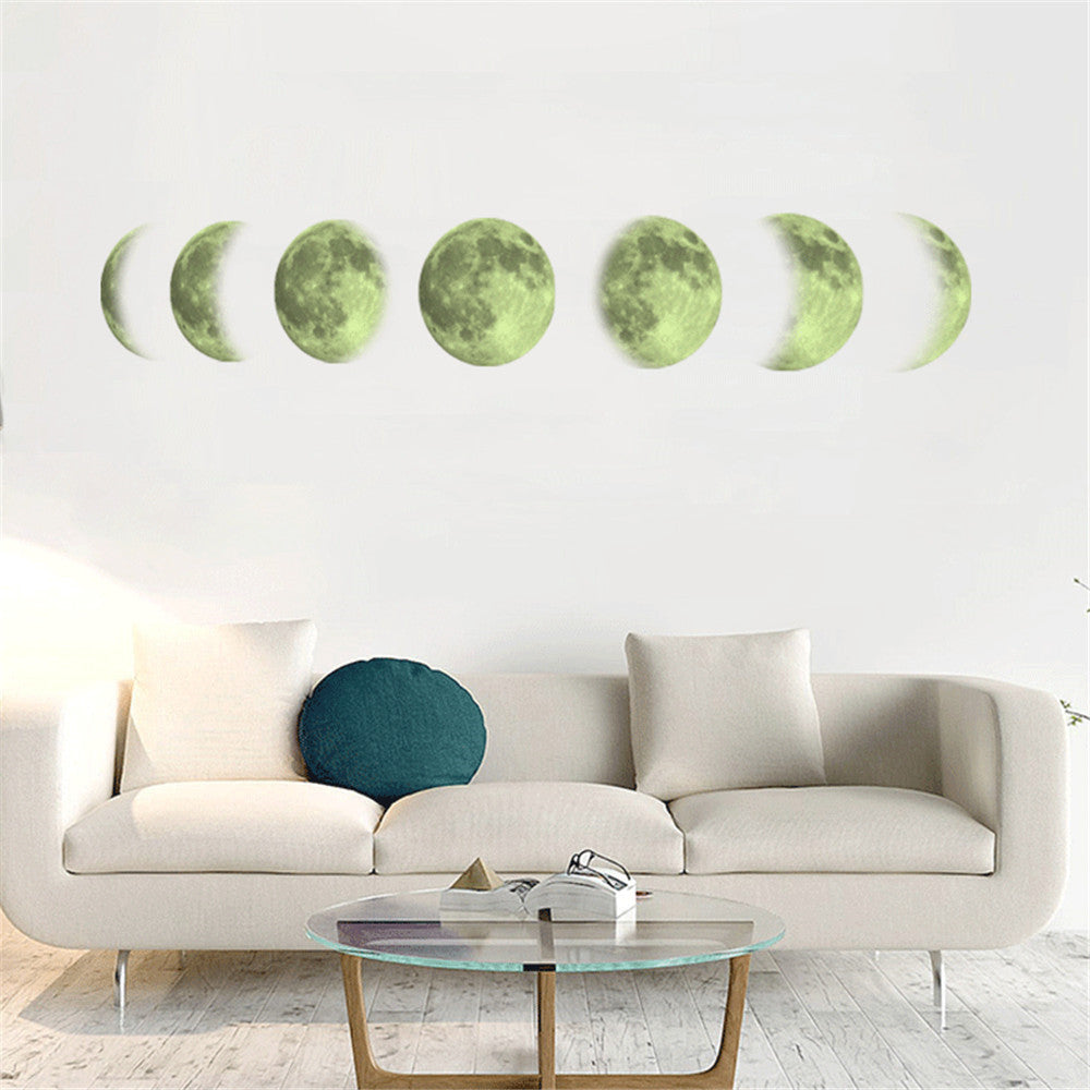 Pegatinas de pared con mapa de cambio de mapa de luna luminosa