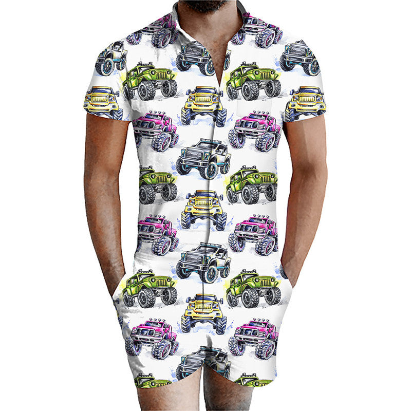 Printed men's jumpsuit suit