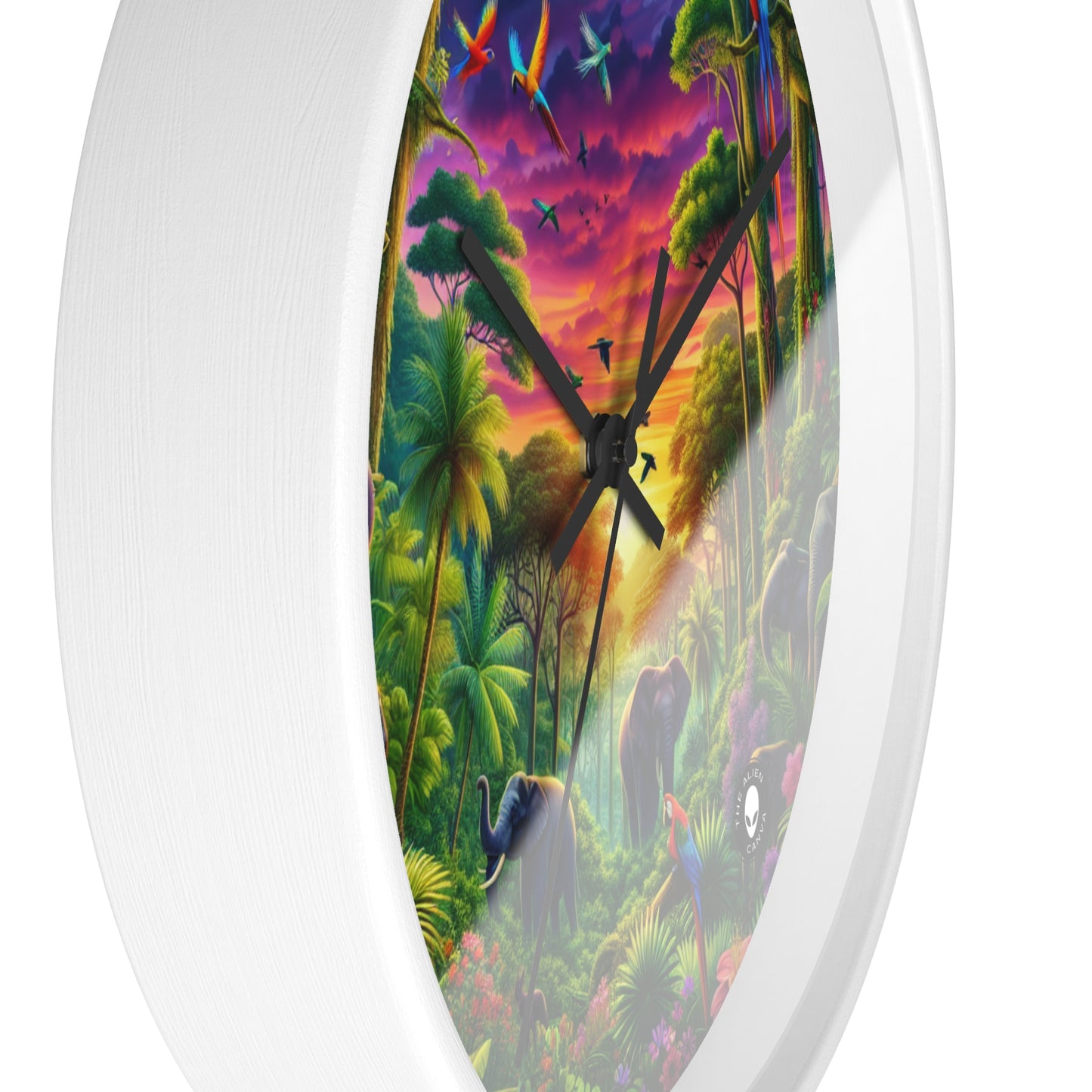 "Sundown in the Wild: A Rainbow Jungle Adventure" - The Alien Wall Clock