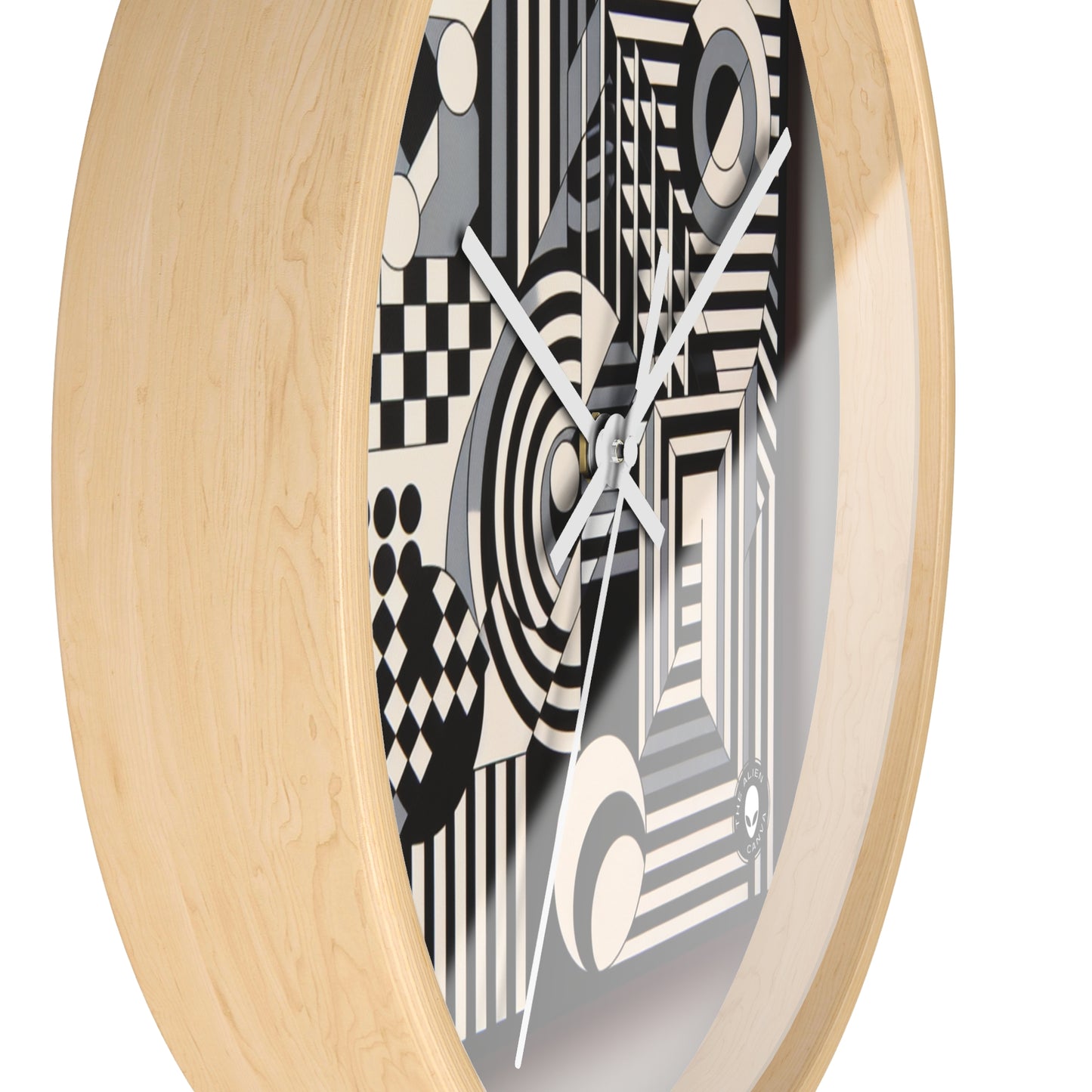 "Mesmerize: Bold Op Art Geometry in Black and White" - The Alien Wall Clock Op Art