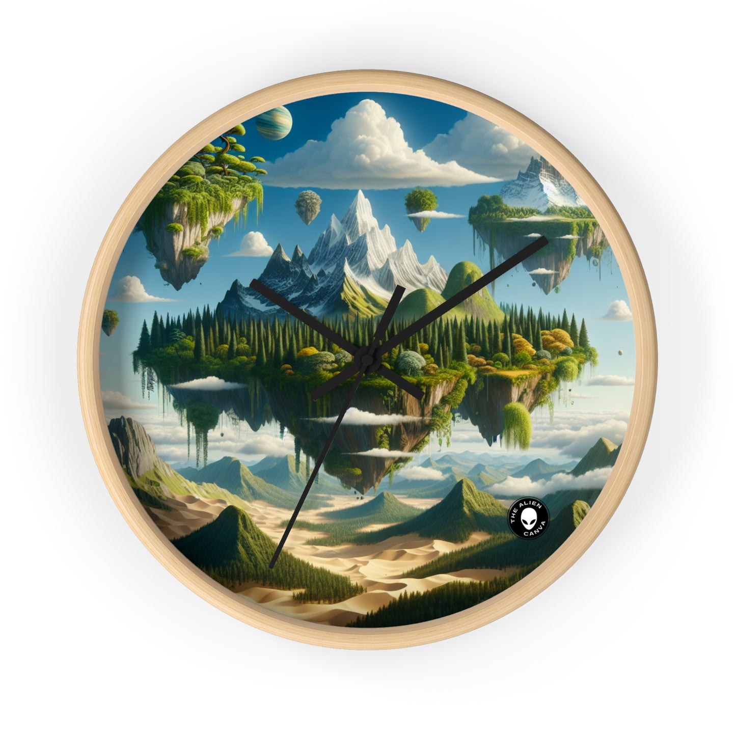 "Elemental Isles: A Dreamlike Journey through Nature's Wonders" - The Alien Wall Clock