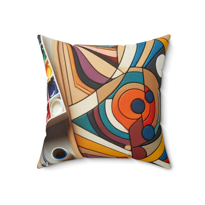 "Nightlife Chaos: A Dynamic Abstract Tribute to the City's Vibrant Energy"- The Alien Spun Polyester Square Pillow Abstract Art