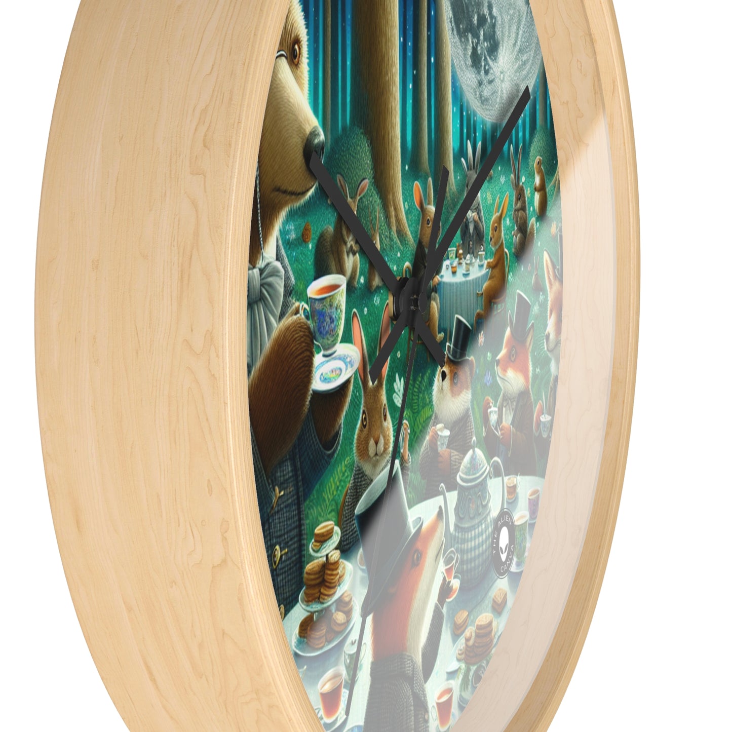 "Enchanted Moonlit Tea Party in the Forest" - The Alien Wall Clock