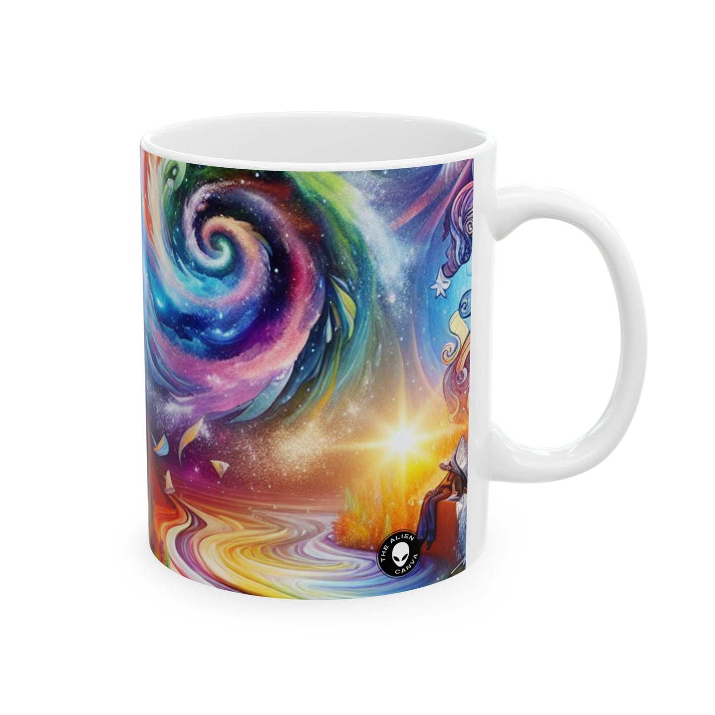 "Crónicas del cambio: un tapiz atemporal" - Taza de cerámica The Alien de 11 oz