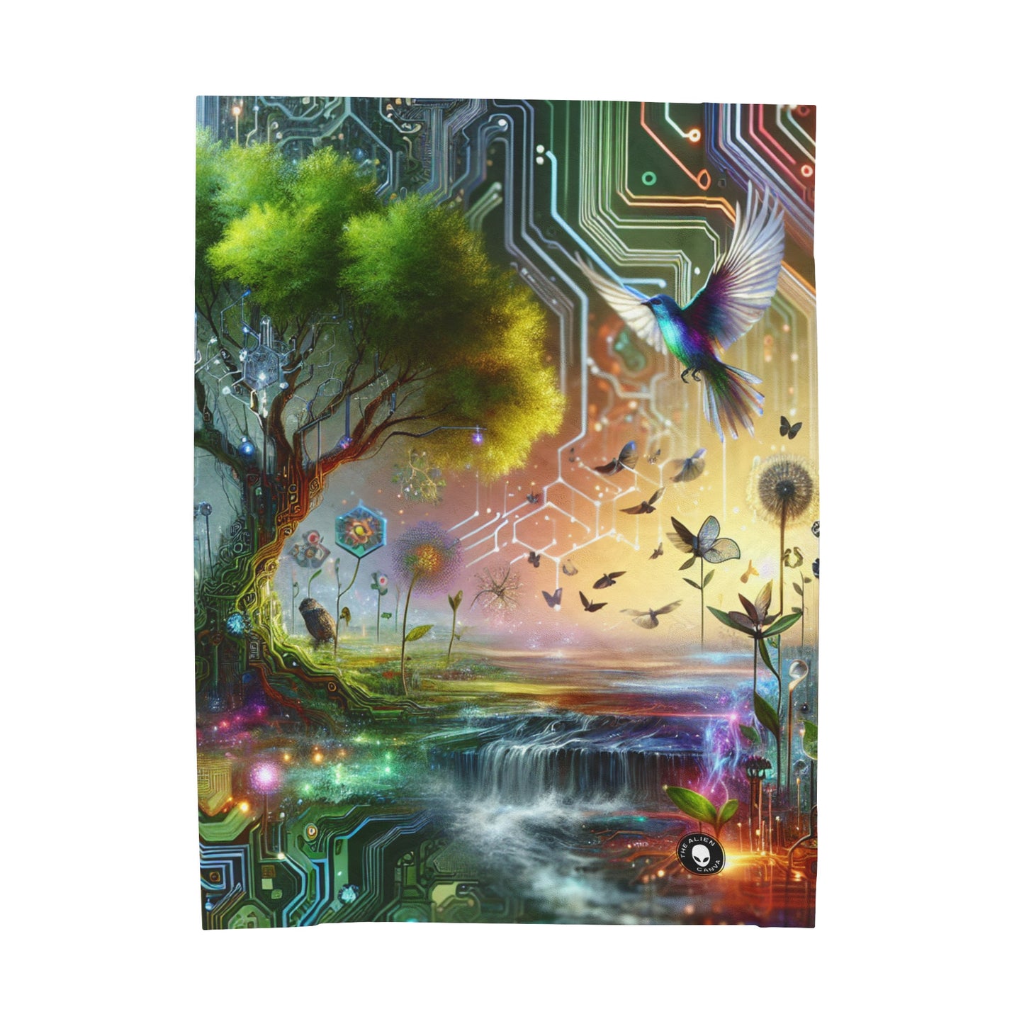 "Techno-Natural Fusion: The Future of Bio Art" - The Alien Velveteen Plush Blanket Bio Art