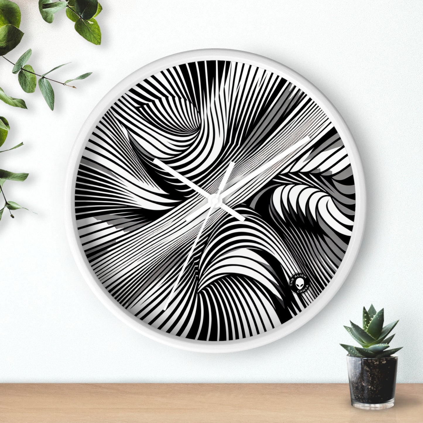 "Movimiento incorporado: exploración de la ilusión dinámica a través del arte óptico" - The Alien Wall Clock Op Art