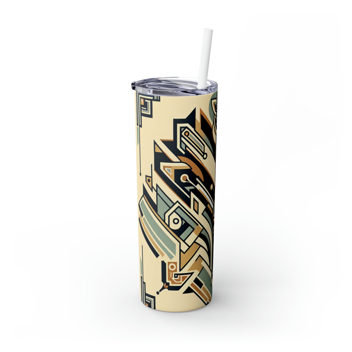 "Glamorous Nights: An Art Deco Cityscape" - The Alien Maars® Skinny Tumbler with Straw 20oz Art Deco