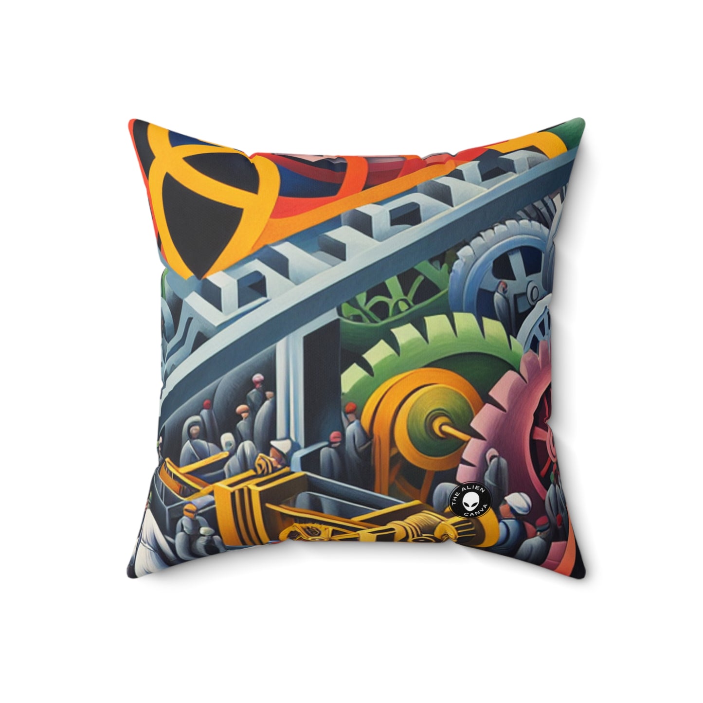 "Industrial Constructivism: Gears and Labor" - The Alien Spun Polyester Square Pillow Constructivism