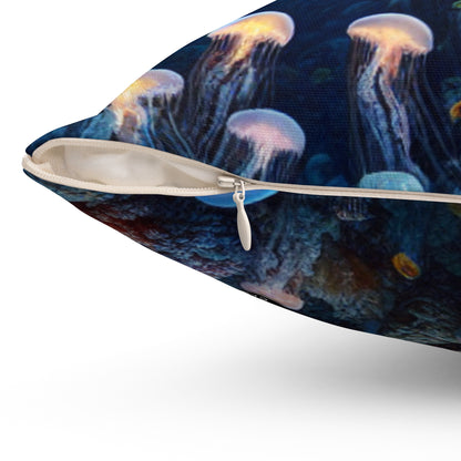 "Enigmatic Underwater World"- The Alien Spun Polyester Square Pillow