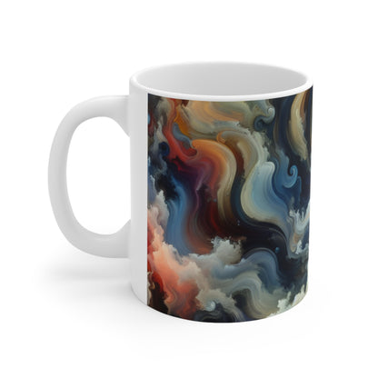 "Chaotic Balance: A Universe of Color" - La tasse en céramique Alien 11oz style art abstrait