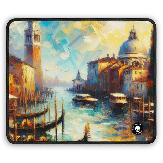 "Serenidad en la ciudad: capturando la hora dorada" - The Alien Gaming Mouse Pad Impresionismo