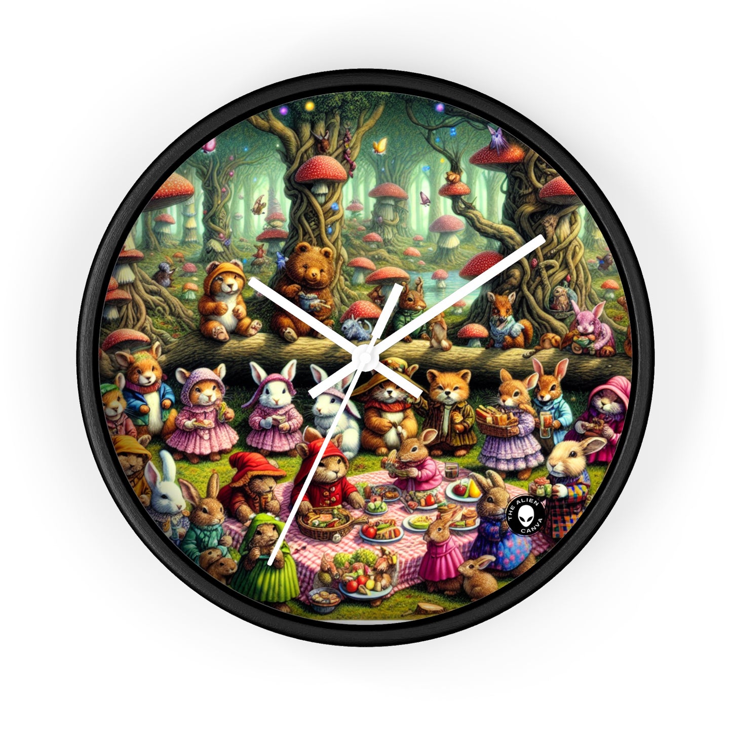 "Fantastical Forest Picnic: Animal Fashion Show" - The Alien Wall Clock