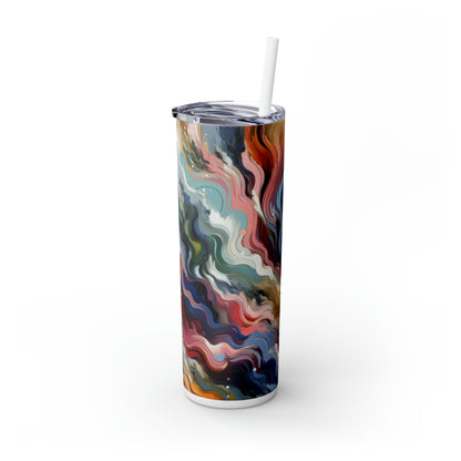 « Sunrise Serenity : Une peinture abstraite inspirée par le renouveau » - The Alien Maars® Skinny Tumbler avec paille 20oz Abstraction lyrique