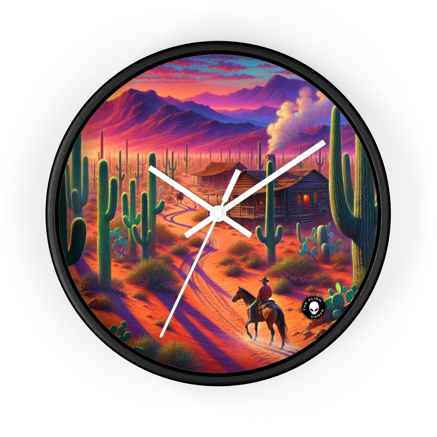 "Glowing rain: A city's reflection" - The Alien Wall Clock Realism