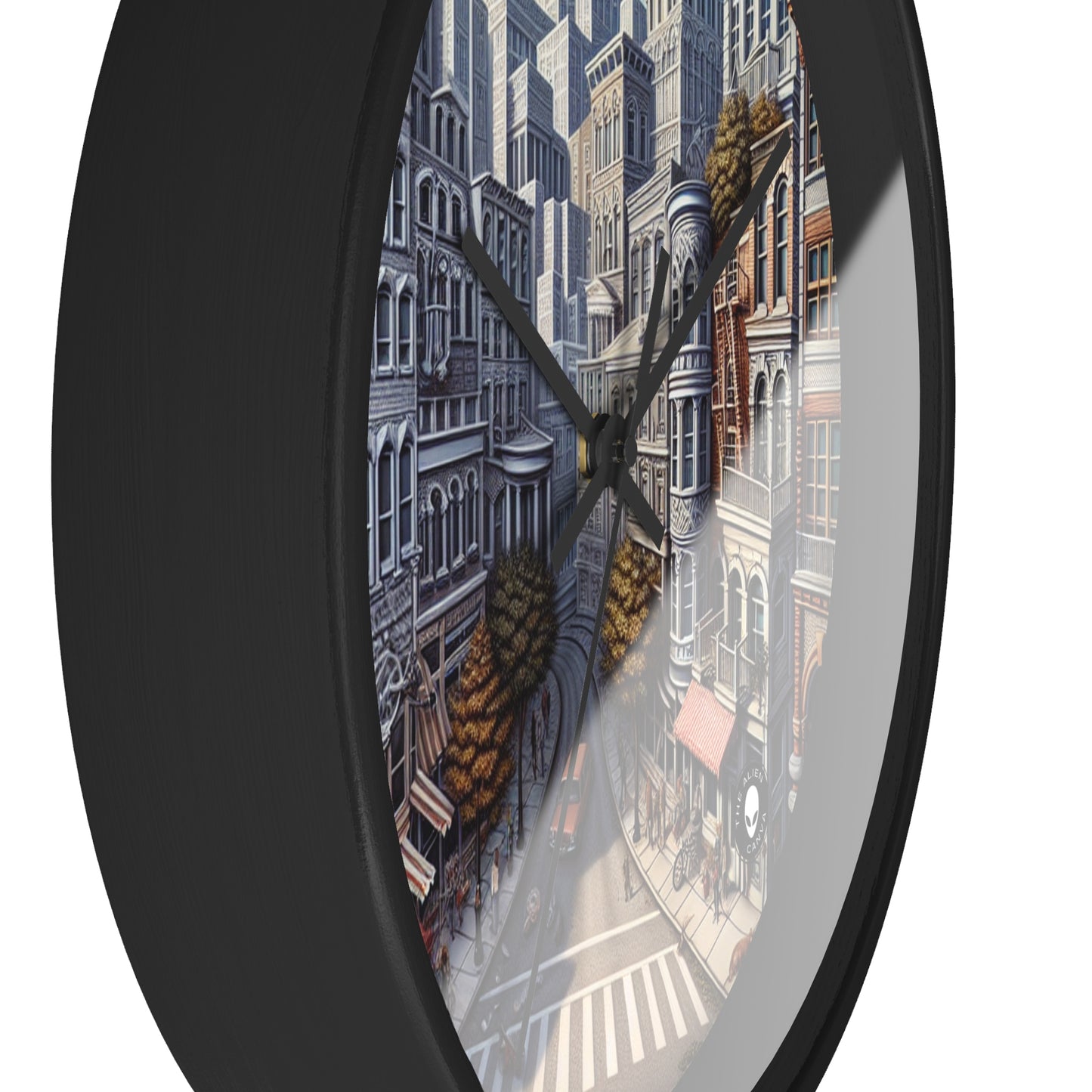 "Pasaje encantado: trascendiendo la realidad" - Trompe-l'oeil del reloj de pared alienígena