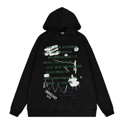 Letter Graffiti Printed Hoodie Male