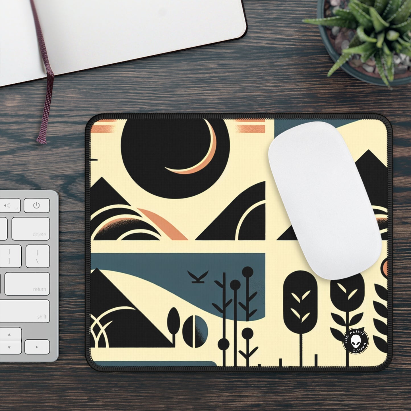 "Serenidad en Geometría: Ocean Sunset" - The Alien Gaming Mouse Pad Minimalismo