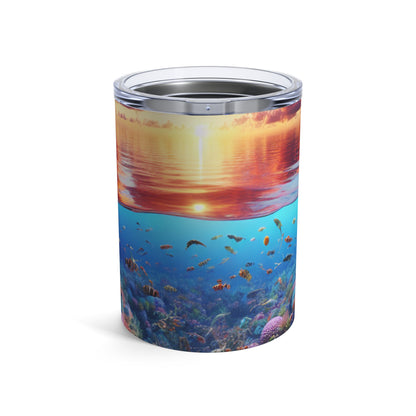 "Esplendor del atardecer: Arrecife de coral submarino" - The Alien Tumbler 10oz