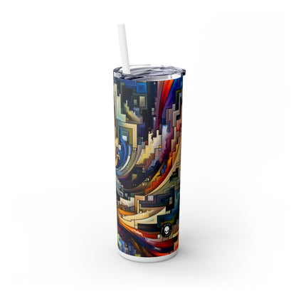 "Bleu serein : art abstrait avec des formes géométriques" - The Alien Maars® Skinny Tumbler avec paille 20oz Art abstrait