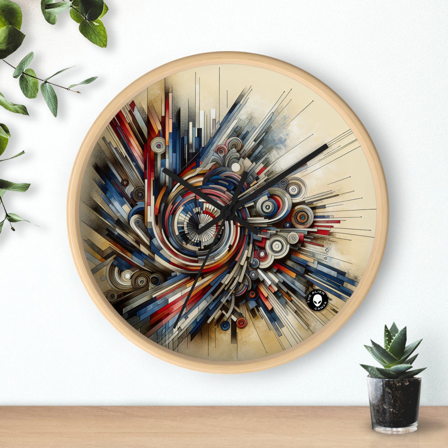 "Fragmented Realms: A Surreal Exploration in Color and Form" - The Alien Wall Clock Avant-garde Art