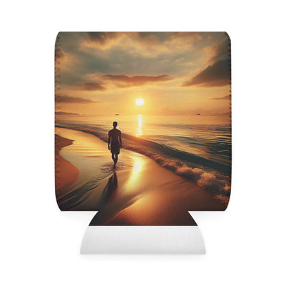 "A Stroll Along the Beach at Sunset" - The Alien Can Cooler Sleeve Photorealism Style