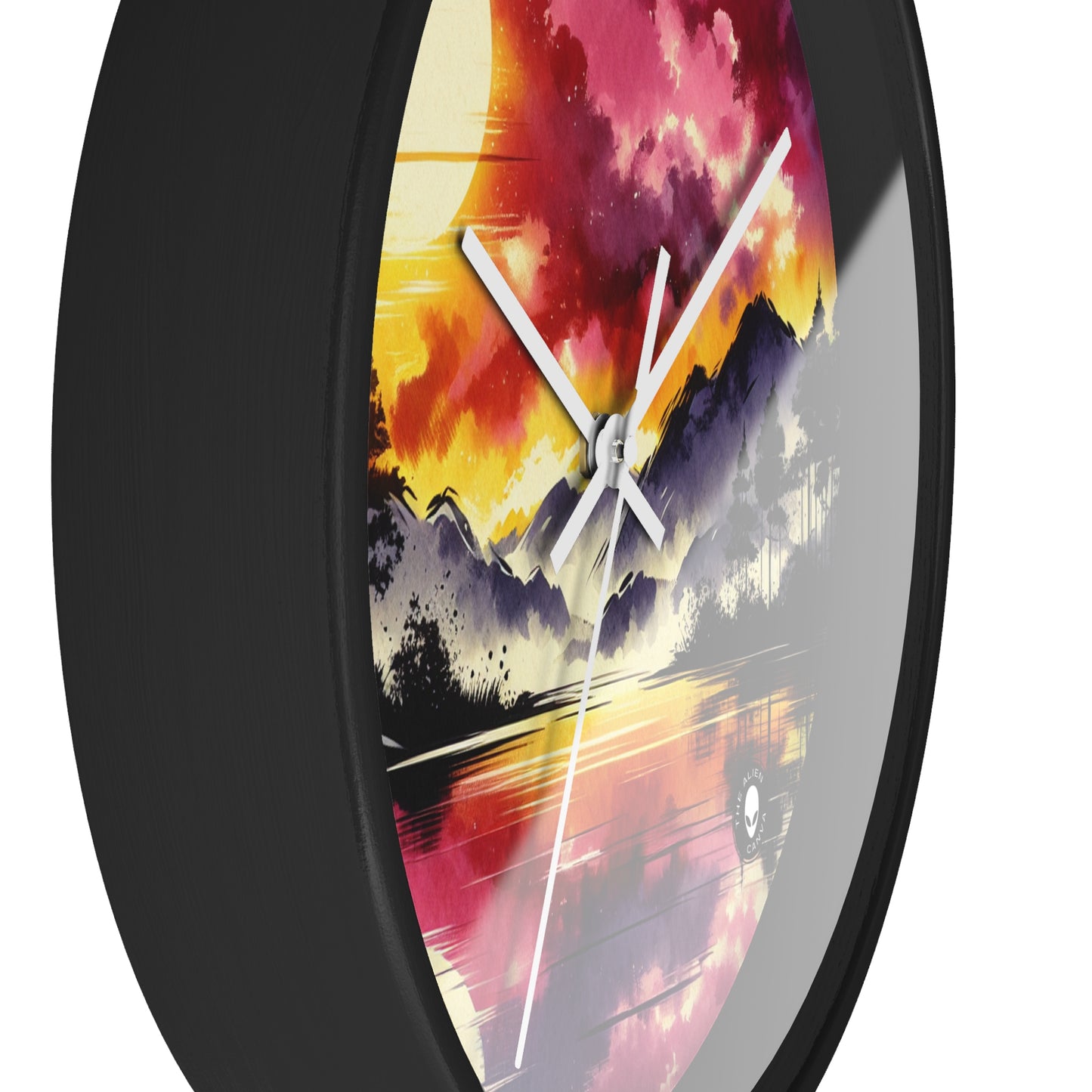 "A Pastel Sunset Symphony" - The Alien Wall Clock Ink Wash Painting