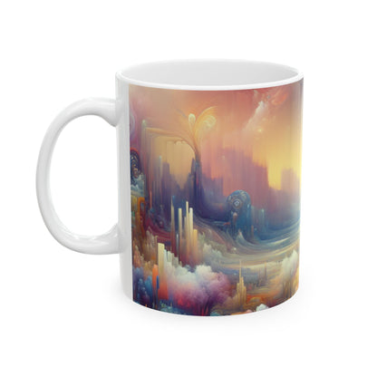 "Dreamscape Delights: A Surreal Painting" - The Alien Ceramic Mug 11oz