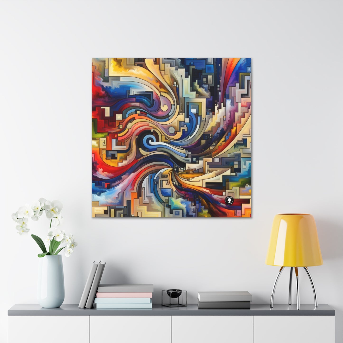 "Serene Blue: Abstract Art with Geometric Shapes" - The Alien Canva Abstract Art