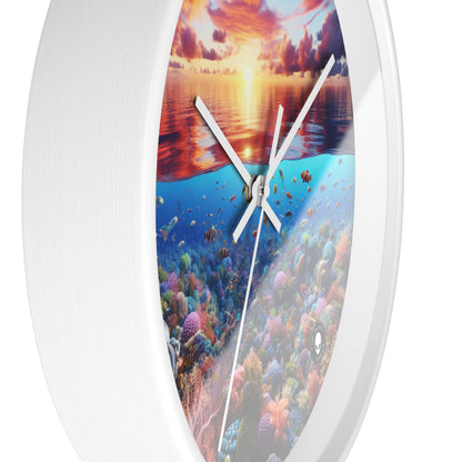 "Sunset Splendor : Récif de corail sous-marin" - L'horloge murale extraterrestre