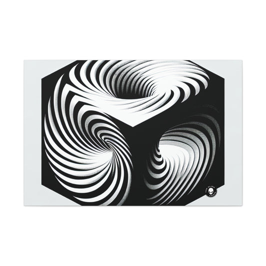 "Cube convolutif : une illusion d'optique d'un mouvement incessant" - The Alien Canva Op Art