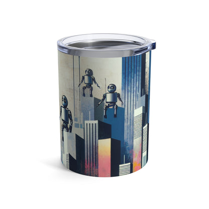 "Robotic Cityscape: A Futuristic Mural" - The Alien Tumbler 10oz Street Art / Graffiti