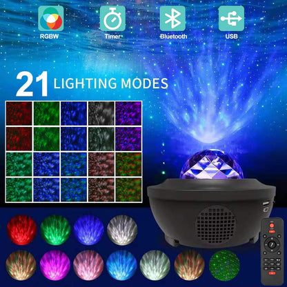 USB LED Étoile Veilleuse Musique Étoilée Vague D'eau LED Projecteur Lumière Bluetooth Projecteur Activé Par Le Son Projecteur Lumière Décor