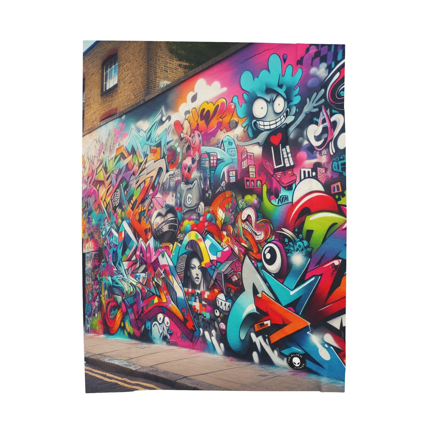 "Neon Horizon: The Vibrant Future Metropolis" - The Alien Velveteen Plush Blanket Street Art / Graffiti