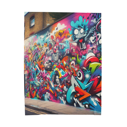 "Neon Horizon: The Vibrant Future Metropolis" - The Alien Velveteen Plush Blanket Street Art / Graffiti