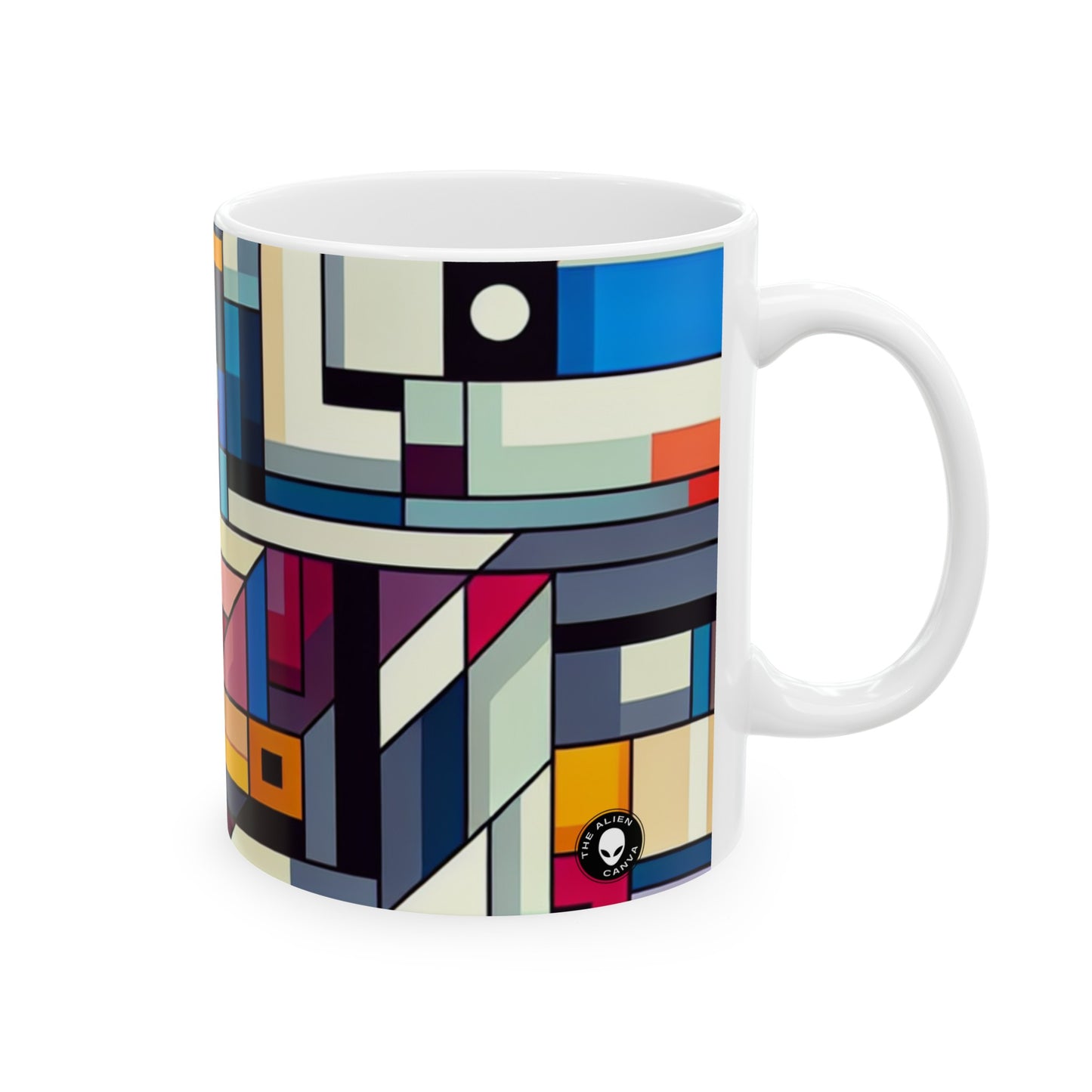 "Futuristic Cityscape: A Geometric Perception" - The Alien Ceramic Mug 11oz Hard-edge Painting