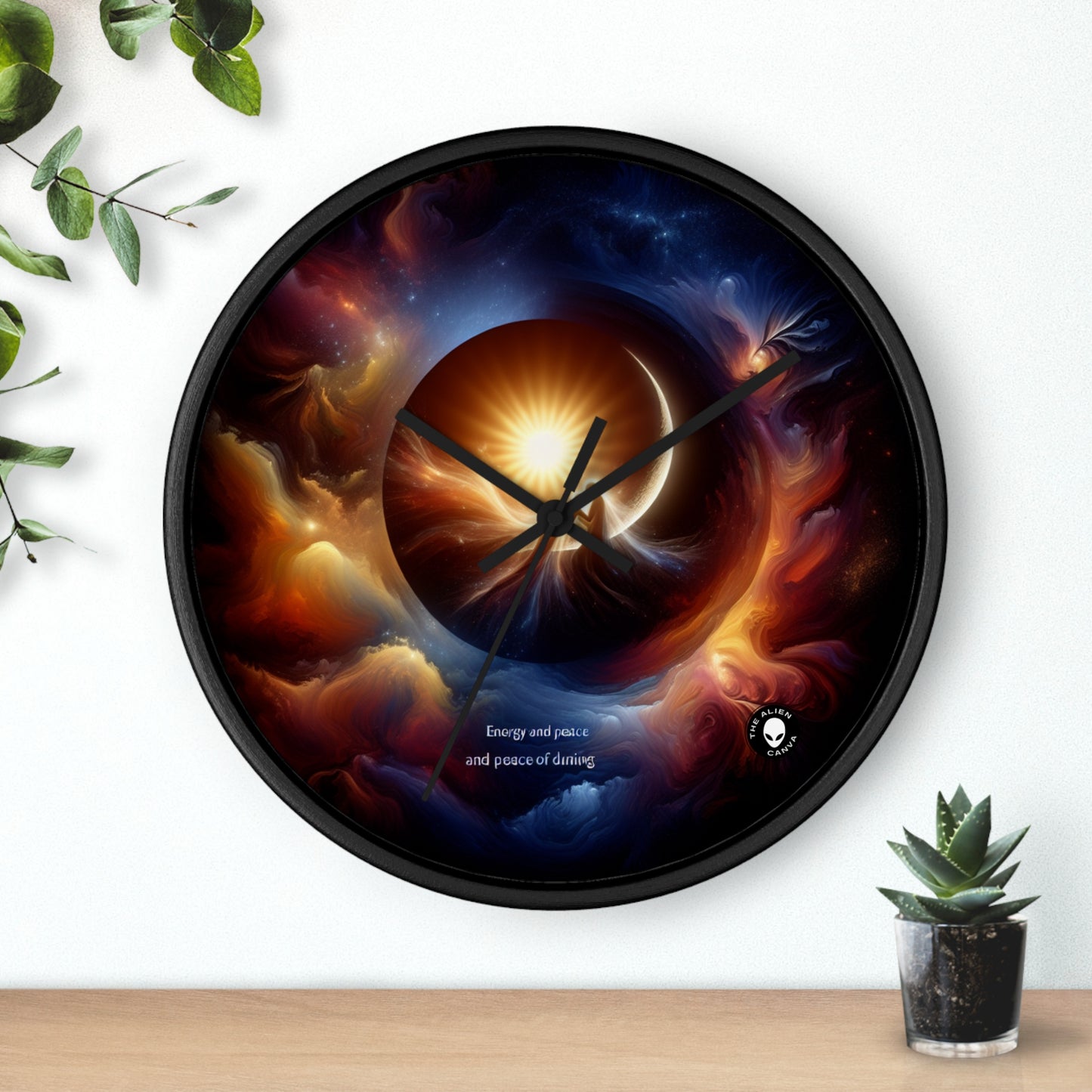 "Celestial Embrace: The Fusion of Sun and Moon" - The Alien Wall Clock