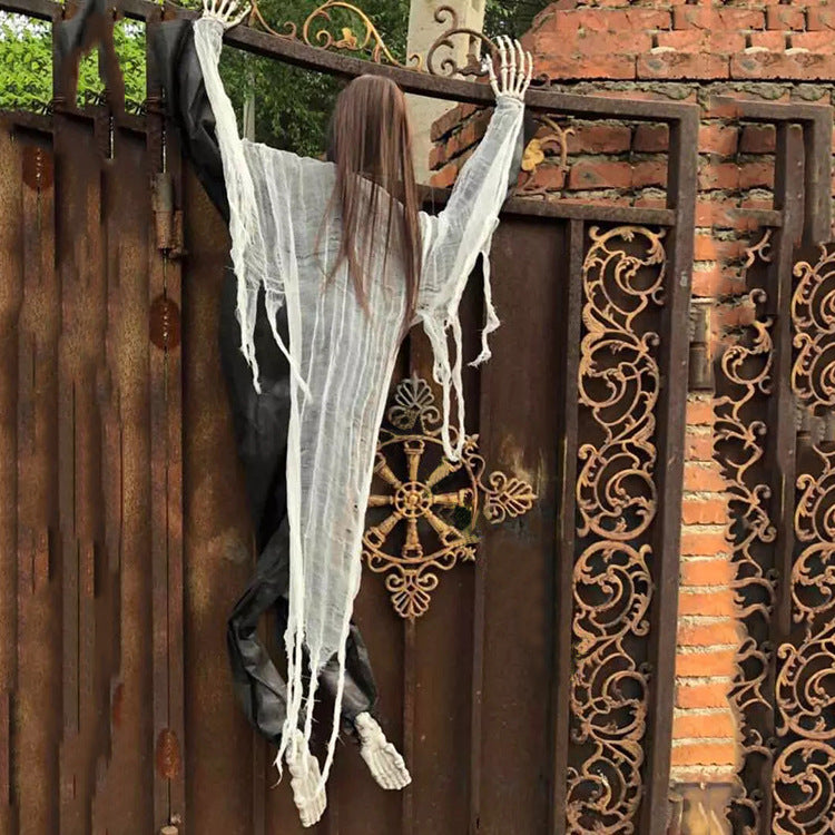 Fantasma de escalada en pared, Halloween, terror aterrador, puerta de escalada sin rostro, ventana de escalada, cama de escalada, fantasma