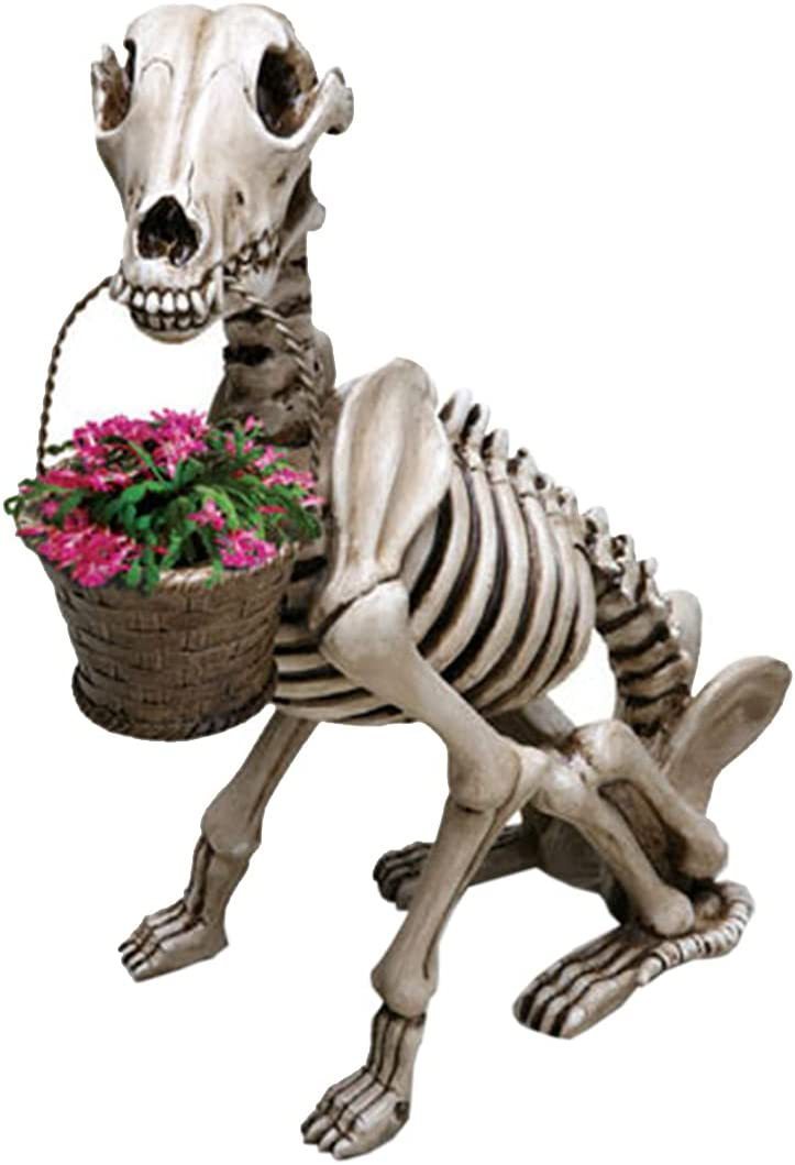 Decoraciones de resina con esqueletos de calaveras para hombres y mujeres, decoración de jardinería para Halloween